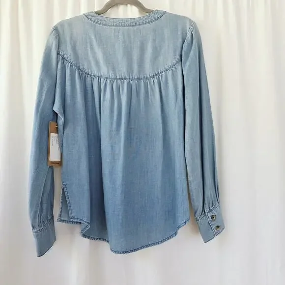 new! Billy T Pool Stripes Shirt Denim M Casual Top Blue Jean NWT Western Country - Picture 11 of 11